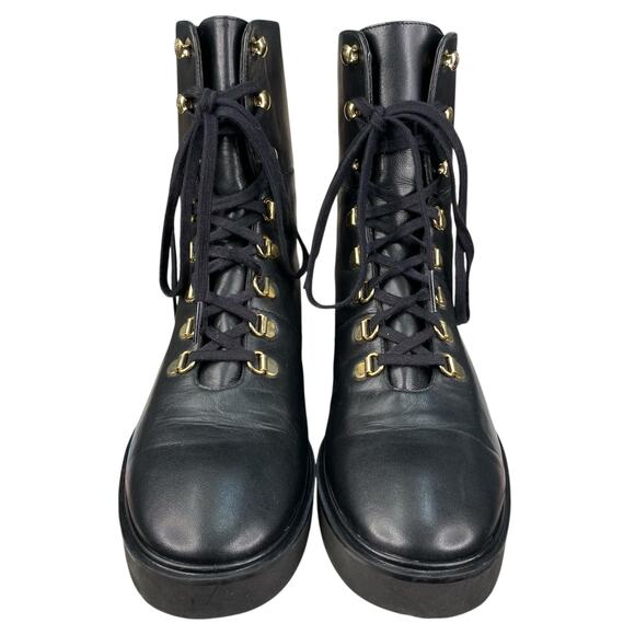 Stuart Weitzman Women’s Zadie Black Leather Combat Boots Size US 8.5 - Picture 7 of 10